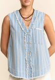 Curvy Stripped Denim Vest