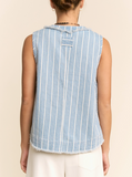 Curvy Stripped Denim Vest