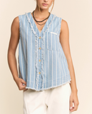 Curvy Stripped Denim Vest