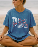 Usa American Flag Oversized Mineral Tee