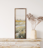 12" X 36" Creek With White Flowers