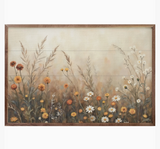 16" X 10" Fall Field With Mums + Daisies