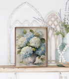 8" X 10" Hydrangeas In White Vase