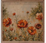 24" X 24" Orange Flowers Light Grass