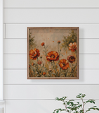 24" X 24" Orange Flowers Light Grass