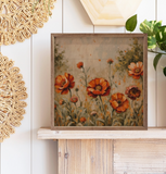 16" X 16" Orange Flowers Light Grass