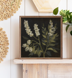 12" X 12" White Floral Prints On Black