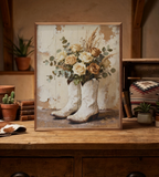8" X 10" Wild White Roses In Boots