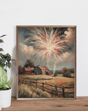 8" X 10" Fireworks South Over Barns