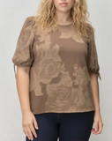 Curvy Jacquard Floral Blouse