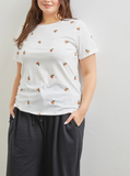 Curvy Floral Embroired Tee