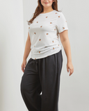 Curvy Floral Embroired Tee