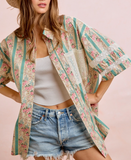 Eyelet Lace + Floral Boho Button Shirt