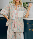 Eyelet Lace + Floral Boho Button Shirt
