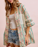 Eyelet Lace + Floral Boho Button Shirt