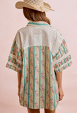 Eyelet Lace + Floral Boho Button Shirt