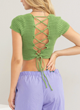 Olive Square Neck Knit Tee
