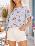 Summer Floral Stripe Blouse