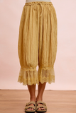 Solid Drapery Crop Pant + Lace Trim