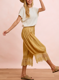 Solid Drapery Crop Pant + Lace Trim