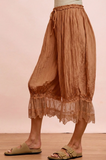 Solid Drapery Crop Pant + Lace Trim