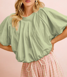 Jersey Bubble Sleeve Top