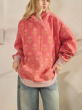 Coral Tulips Printed Hoodie