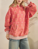 Coral Tulips Printed Hoodie