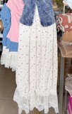 Textured Floral Drapery Pant + Lace Trim