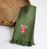Embroidered Candy Cane Hand Towel