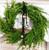 26" Emerald Velvet + Gold Bell Hanger