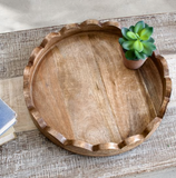 18" Scallop Edge Mango Wood Tray