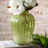 11" Green Rosa Glass Vase