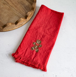 Embroidered Gingerbread Man Hand Towel