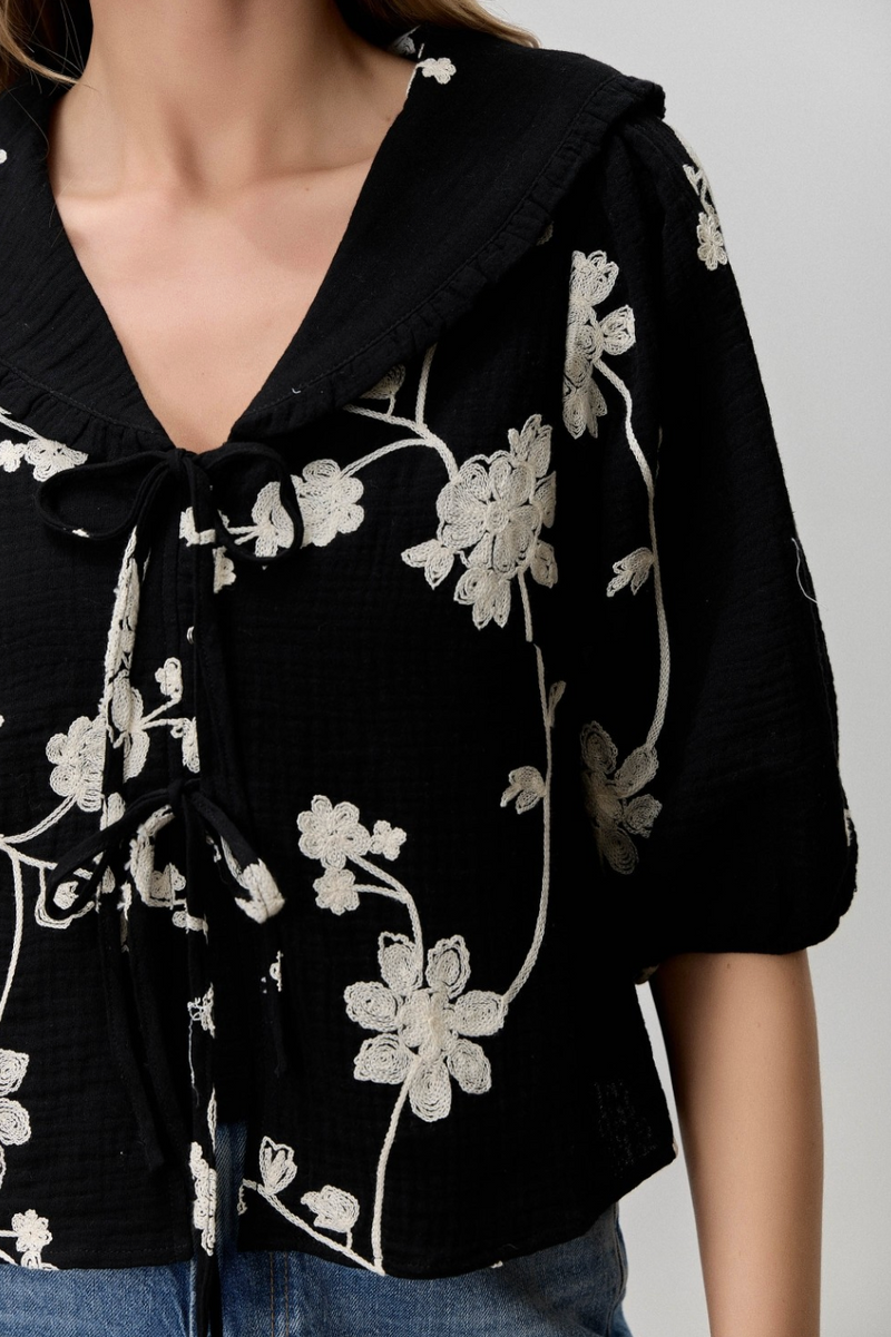 Midnight Embroidered Blouse