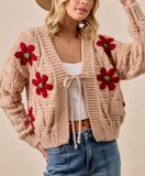 Chunky Floral Knit Cardigan