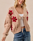 Chunky Floral Knit Cardigan