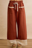 Thankful Lace Trim Hem Pants