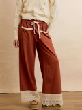 Thankful Lace Trim Hem Pants