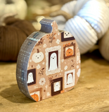 Ghosty Portraits Wood Pumpkin
