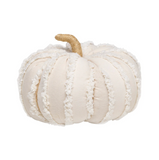 Large White Fuzzy Stripes Fabric Pumpkin