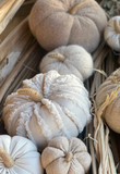 Large White Fuzzy Stripes Fabric Pumpkin