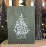 Glitter Tree Green Wash Box Sign