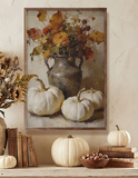 16" X 24" Autumn Floral + White Pumpkin Arrangement