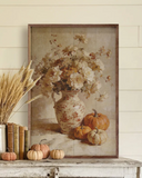 24" X 36" Soft Autumn Floral + Pumpkin Still Life