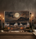 10" X 8" Cattle In Pumpkin Field