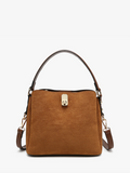 Allison Faux Suede Satchel - Brown