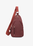 Nikki Faux Suede Sling Bag - Garnet