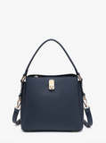 Allison Faux Canvas Satchel - Navy
