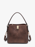 Allison Faux Canvas Satchel - Cocoa Pearl